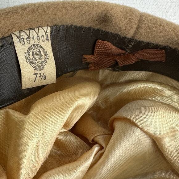 golden gate hat company beret brown tan union made 7 3/8 - Picture 3 of 4